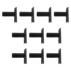 Set of black metal brackets on a white background