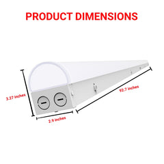 Measurement chart for linear led light strip with dimensions labeled in inches on a white background.
