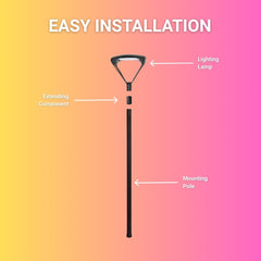 low voltage outdoor post light 200w with labeled parts on a gradient background