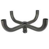 Black metal bracket with four arms on a white background