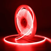 red LED cob strip light on a dark background at fliptoled