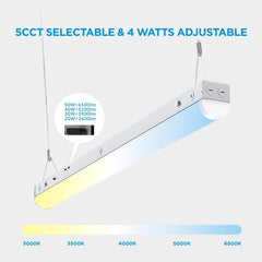 LED light fixture with color temperature options on a white background