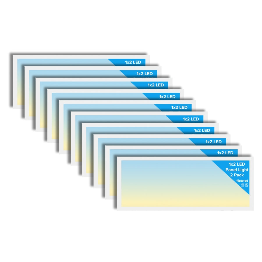 Set of LED panel lights with gradient design on a white background