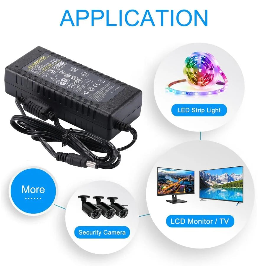 12V DC Power Adapter Supply 6A – AC 100-240V 50/60Hz to DC 12V 6A 72W Converter Transformer Charger, 5.5mm x 2.5mm Plug for LED Strips, CCTV, Router, LCD Monitor