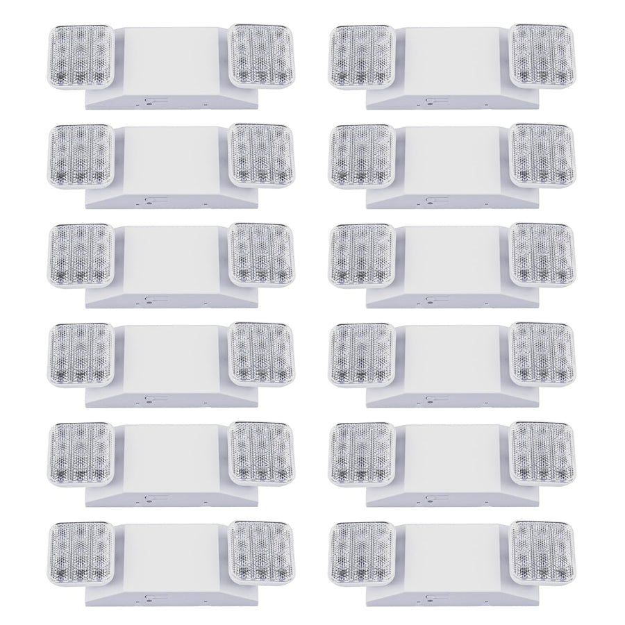 Multiple white rectangular LED lights on a white background