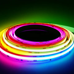 12v rgb led strip lights on a dark background at fliptoled.com