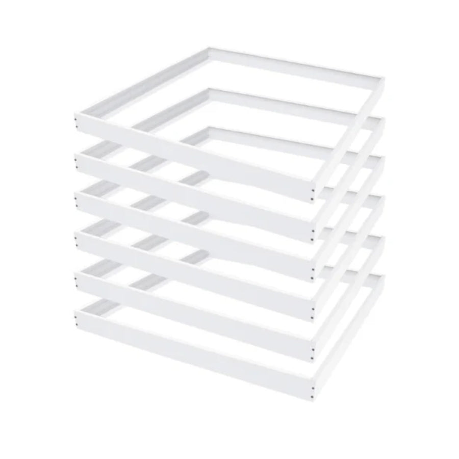 2x2 LED Panel Light Surface Mount – 6 Pack, Aluminum 2x2FT Ceiling Frame Kit with Screws, Easy Install, Durable White Frame for Flat Panel Lights