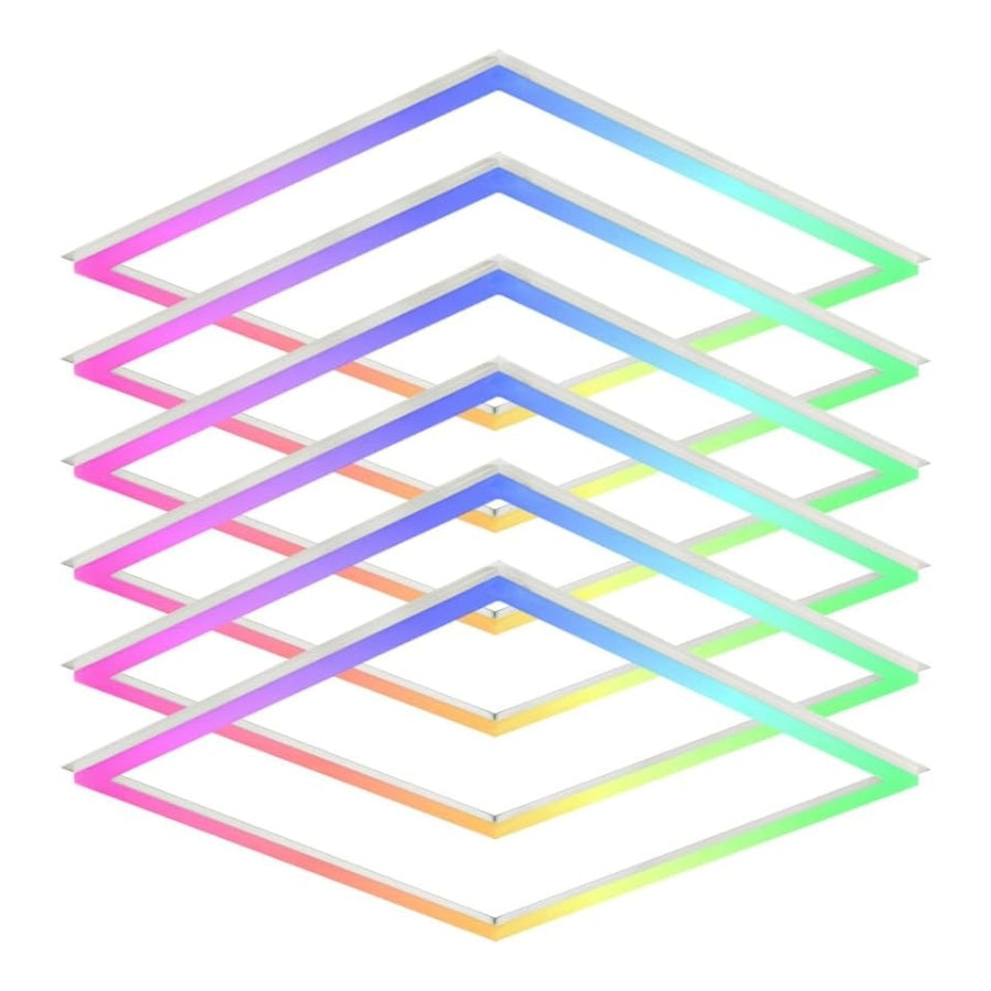 2x2 FT RGB Multicolor Edge-Lit Frame LED Panel Lights Remote & App Controlled 40W 4400lm Color Changing LED Panel Light Smart 2.4G+Bluetooth Drop Ceiling Light with (6 Pack)