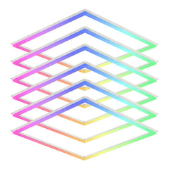 2x2 FT RGB Multicolor Edge-Lit Frame LED Panel Lights Remote & App Controlled 40W 4400lm Color Changing LED Panel Light Smart 2.4G+Bluetooth Drop Ceiling Light with (6 Pack)