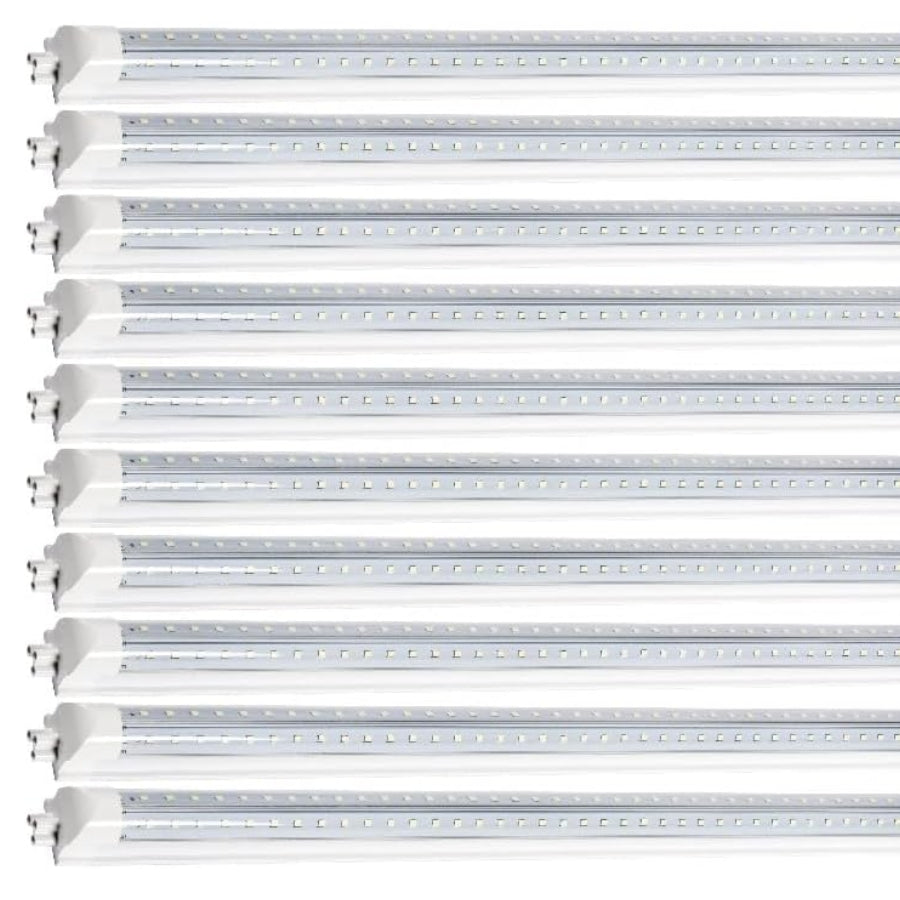 LED Shop Light, 90W 11700LM 6500K, 8FT V Shaped Integrated Fixture, T8 Tube Light, Cool White, Clear Cover, Higher Brightness, LED Shop Lights for Garage Warehouse Workshop 10 Pack