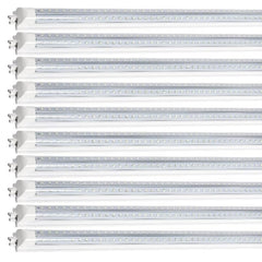 LED Shop Light, 90W 11700LM 6500K, 8FT V Shaped Integrated Fixture, T8 Tube Light, Cool White, Clear Cover, Higher Brightness, LED Shop Lights for Garage Warehouse Workshop 10 Pack