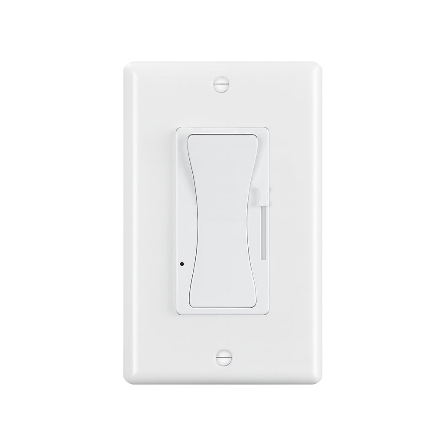 0-10V LED Dimmer Switch, Low Voltage Dimmer for Dimmable LED Lights, CFL, Halogen & Incandescent Bulbs, Single-Pole or 3-Way, No Neutral Required, 5%-100% Smooth Dimming, ETL Listed, Wallplate Included (White, 1 Pack)
