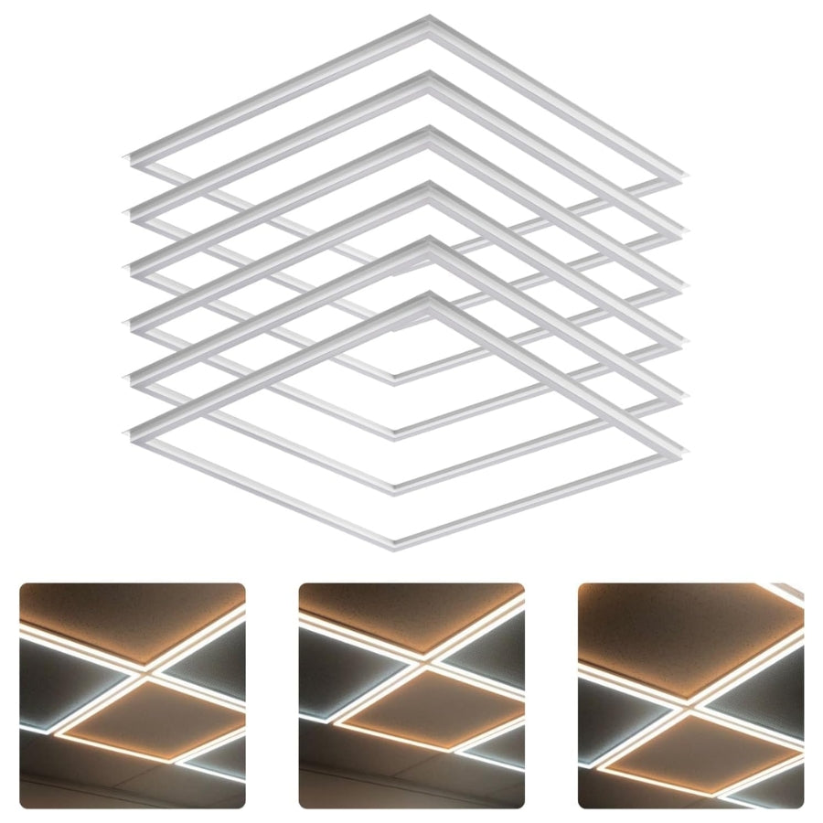 2X2 FT Edge-Lit Frame LED Panel Lights,5CCT Selectable 3000K-6500K, 2600/3900/5200LM,20W/30W/40W Switch, Grid Drop Ceiling Lights,0-10V Dimmable, Damp Rated,100-277V,ETL Listed