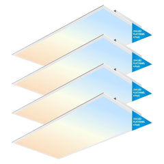 2x4 FT LED Light Flat Panel, 40-72W, 5 CCT 3K | 3.5k | 4K | 5K | 6.5K, Dimmable Recessed Drop Ceiling Lights, 3750/5000/6250/7500/9000 Lumen, Lay in Fixture for Commercial 120-277V, UL DLC (4 Pack)