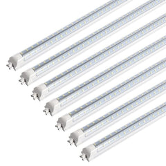 LED Shop Light, 50W 6500LM 6500K, 4FT 270° Angel 4 Row LEDs V Shaped Integrated Fixture, T8 Tube Light, Cool White, Clear Cover, Higher Brightness, LED Shop Lights for Garage Warehouse Workshop 6 Pack