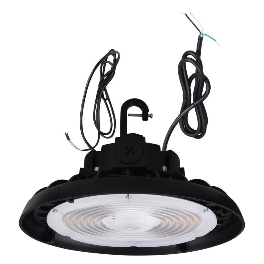 150W/120W/100W UFO LED High Bay Light, 24000Lumens, 3 Colors 4K 5K 5.7K, 6FT Hardwire & Dimmable Cables with G1/2 Hook, IP65, 120-277V, UL DLC Certified - Warehouse Gym Factory Commercial Lighting