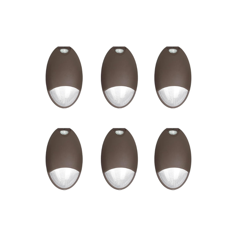 12W LED Emergency Light with Battery Backup and Photocell, Self-Test Diagnostics, Outdoor Wall Pack, 100–277V, IP65 Wet Location, Dark Bronze, UL 924 Listed