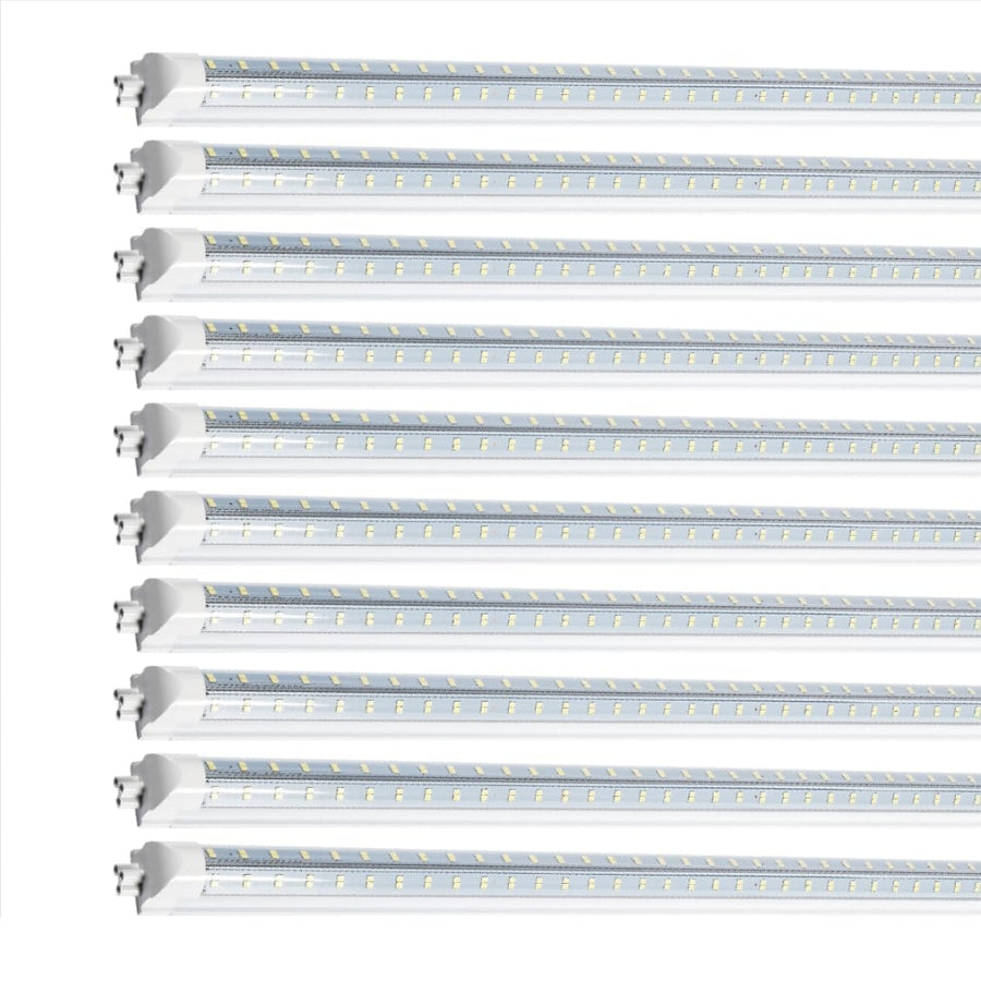 LED Shop Light 100W 13000LM 6500K 8FT 270° Angel 4 Row LEDs V Shaped Integrated Fixture, T8 Tube Light, Cool White, Clear Cover, Higher Brightness, LED Shop Lights for Garage Warehouse Workshop10 Pack