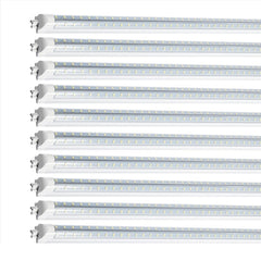 LED Shop Light 100W 13000LM 6500K 8FT 270° Angel 4 Row LEDs V Shaped Integrated Fixture, T8 Tube Light, Cool White, Clear Cover, Higher Brightness, LED Shop Lights for Garage Warehouse Workshop10 Pack