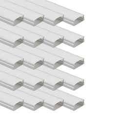 20Pack 6.6FT/2M LED Channel Aluminum U Shape Silver LED Strip Diffuser Channel with Milky White Cover Easy Installation U1SW WW 2M