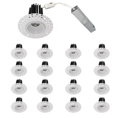1 Inch 7W Round LED Trimless Downlight with Junction Box, 600 Lumens, 2700K/3000K/3500K/4000K/5000K Selectable, AC120V TRIAC/ELV dimmers, White Trim, IC Rated, CRI 90+ Wet Location ETL Listed 16PACK