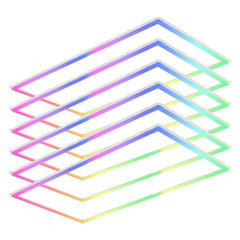 2x4 FT RGB Multicolor Edge-Lit Frame LED Panel Lights Remote & App Controlled 60W 6600lm Color Changing LED Panel Light Smart 2.4G+Bluetooth Drop Ceiling Light with (6 Pack)