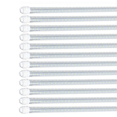 Super Bright V Shaped 8FT R17D/HO LED Tube Lights 270° Angel, 4 Row LEDs 80W 10800lm 6500K Cold White, Clear PC Cover (Replace for F96T12/CW/HO150W) Ballast Bypass Dual-Ended Power AC100-277V 12PACK