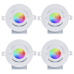 RGBW (2700K-6500K) TuYa APP Wi-Fi 4" Slim LED Recessed Gimbal Light,9W AC110V with Junction box, Dimmable SMD CRI90 White Trim. Compatible with Alexa and Google assistant. ETL Listed Energy Star 4Pack