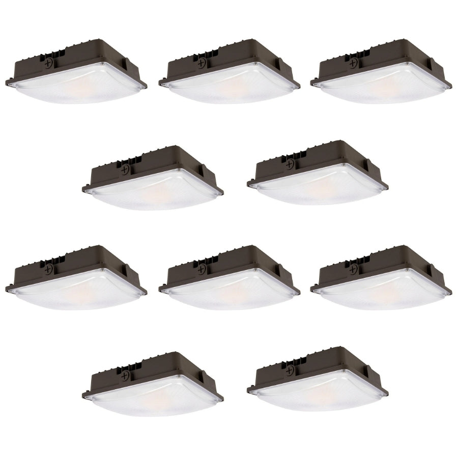 75W LED Canopy Light, 9750 Lumens, 5000K Daylight, IP65 Waterproof Outdoor Fixture, 120–277V, Ceiling Mount for Gas Stations, Garages, and Carports