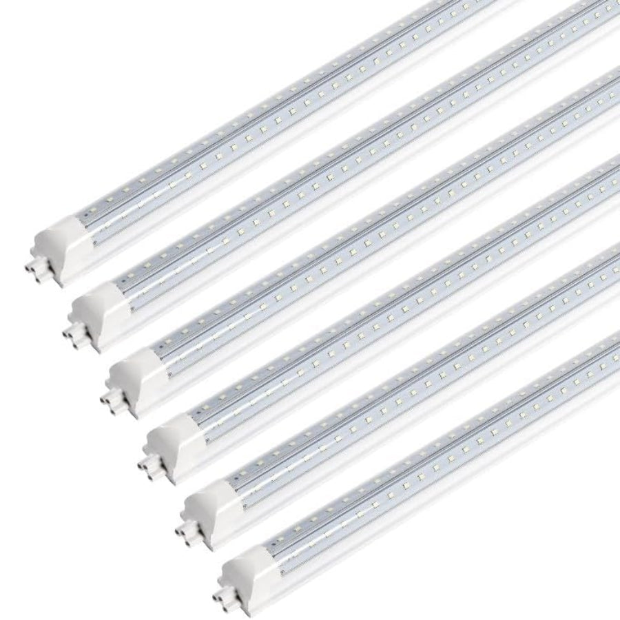 LED Shop Light, 45W 5850LM 6500K, 4FT V Shaped Integrated Fixture, T8 Tube Light, Cool White, Clear Cover, Higher Brightness, LED Shop Lights for Garage Warehouse Workshop 6 Pack
