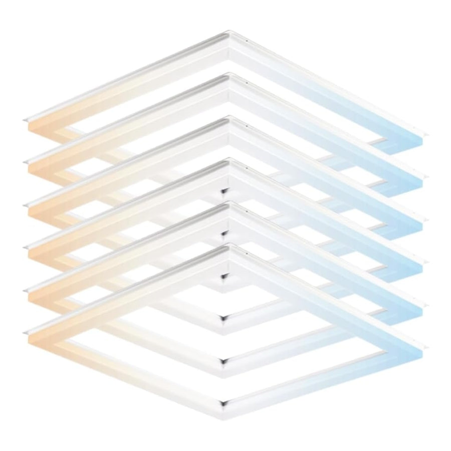 2X2 FT Edge-Lit Frame Upgraded Version LED Panel Lights,5CCT Selectable 3000K-6500K, 2600/3900/5200LM,20W/30W/40W Switch, Grid Drop Ceiling Lights,0-10V Dimmable, Damp Rated,100-277V,ETL Listed 6Pack