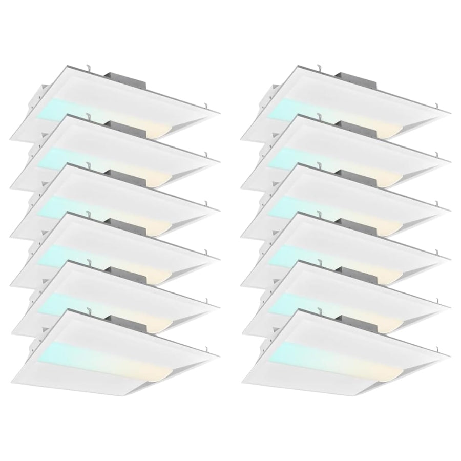 2x2 FT Center Basket LED Troffer Panel Light, 20/30/40W, 3 Color Options 3000K | 4000K | 5000K, Dimmable Drop Ceiling Lights, 2500/3750/5000 Lumens, Damp Rated, 120-277V, DLC Premium (12 Pack)