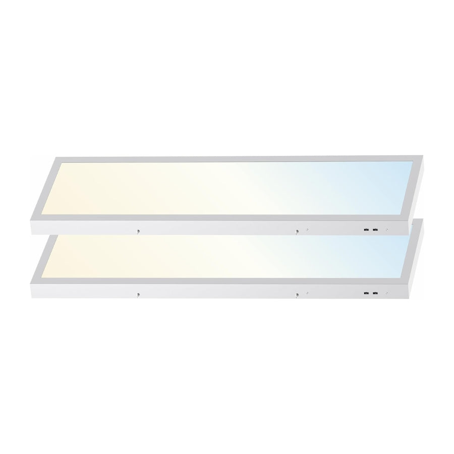 1x4FT Led Flat Panel Light Surface Mount Ceiling Light, 5CCT 3000K/3500K/4000K/5000K/6500K 120V TRIAC Dimmable, 30W/40W/50W 6250Lumens, Flush Mount or Drop Ceiling for Office Kitchen Garage