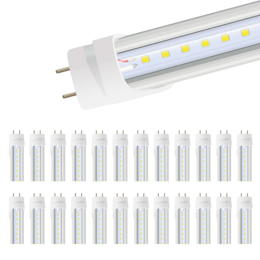 LED tube light and multiple LED bulbs on a white background, 24 pack 3ft led tube light fixture at fliptoled