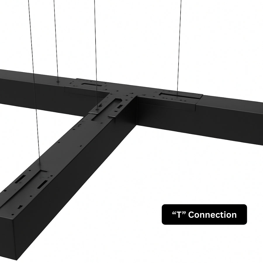 Linking Bracket for Office Lamp – T Shape 3-Way Connector – Black Metal