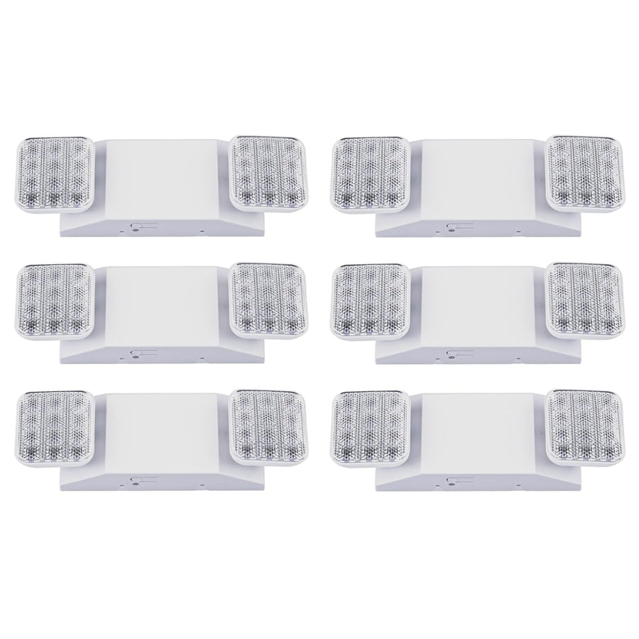 Indoor Emergency Lights with Battery Backup (90 Minutes), 2 Adjustable LED Heads of Power Outage, Wall Mount, Hard Wired, Test Switch and Charge Indicator 120-277V, Fire Resistant (UL 94V-0)