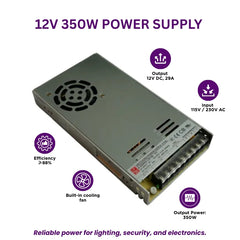 Switchable Power Supply – LED LRS-350-12 12V 29A 350W for LED Light Strips, 3D Printers, CCTV & More – Efficient LED Light Power Supply