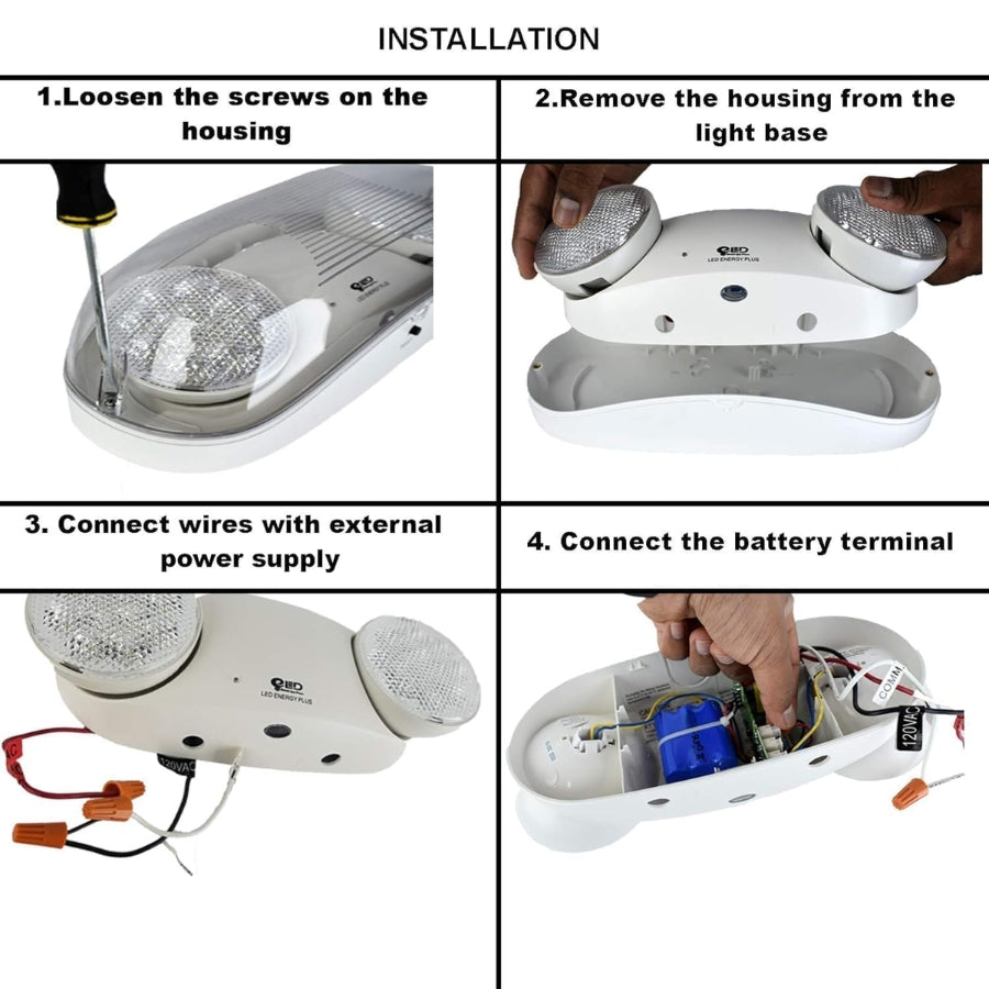 Outdoor Rated High Output White LED Emergency Light (Bug Eyes) with Battery Backup, Wet Location Listed, 90-Minute Minimum Capacity, 120V-277V | 6 Pack