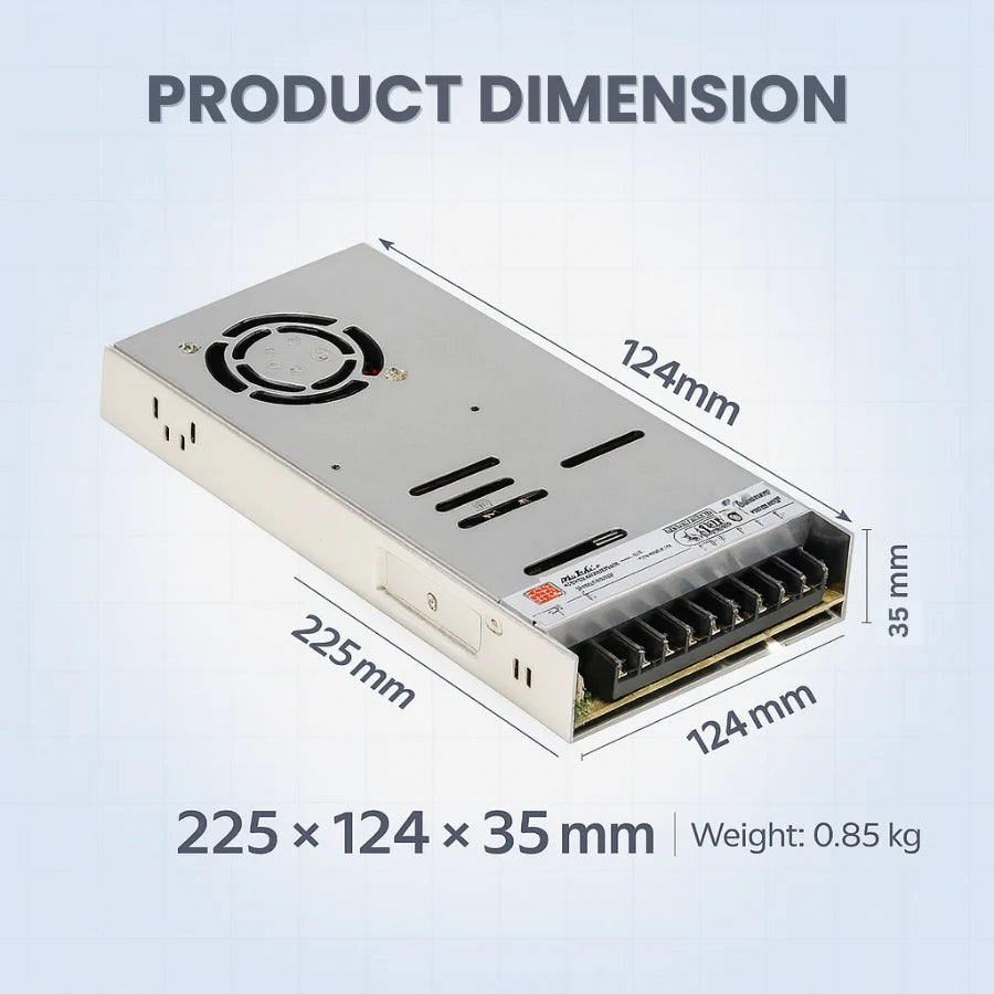 LRS-450 450W24V Single Output Switching Power Supply – 110-277AC Input, UL/CE/RoHS Certified, 87–92% Efficiency, 12V/24V Output, Compact 35mm Low-Profile, Industrial Grade, 3-Year Warranty