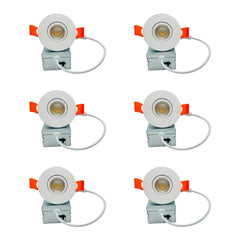 Set of six white LED light fixtures with orange accents on a white background at fliptoled