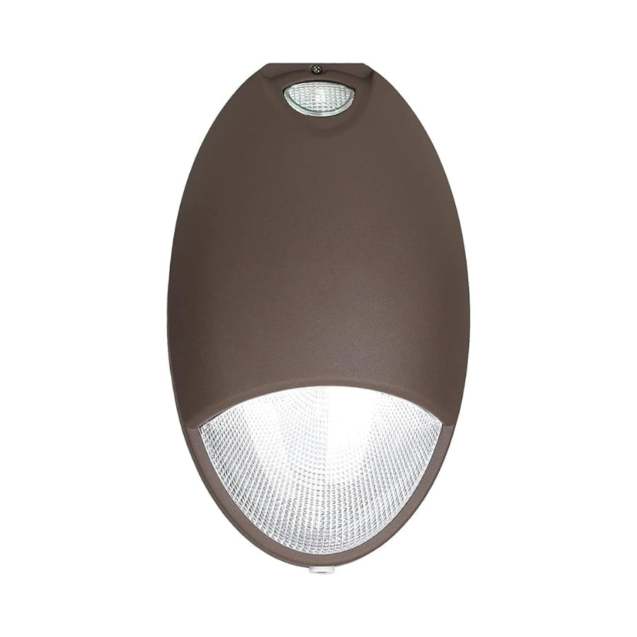 12W LED Emergency Light with Battery Backup and Photocell, Self-Test Diagnostics, Outdoor Wall Pack, 100–277V, IP65 Wet Location, Dark Bronze, UL 924 Listed