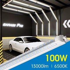 LED Shop Light 100W 13000LM 6500K 8FT 270° Angel 4 Row LEDs V Shaped Integrated Fixture, T8 Tube Light, Cool White, Clear Cover, Higher Brightness, LED Shop Lights for Garage Warehouse Workshop10 Pack