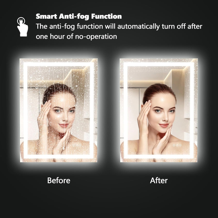 LED Bathroom Mirror Light 60x40 Inch Front & Backlit Lights Vanity Mirror, Wall Mounted Anti-Fog Dimmable LED Makeup Mirror, IP54 3K-6K Warm/Natural/Daylight, Tempered Glass (Horizontal/Vertical) UL