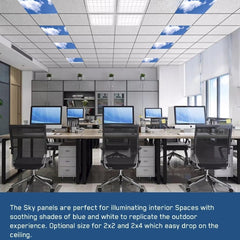 2x2 FT LED Sky Light Flat Panel, 40W, 6500K Dimmable Recessed Drop Ceiling Light, 5000 Lumens, Lay-in Fixture for Office, 120-277V, ETL Listed