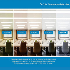 2x4 FT LED Light Flat Panel, 40W-72W, 5 CCT 3K | 3.5K | 4K | 5K | 6.5K, Dimmable Recessed Drop Ceiling Lights, 3750/5000/6250/7500/9000 Lumens, Lay in Fixture for Office, 120-277V, UL DLC