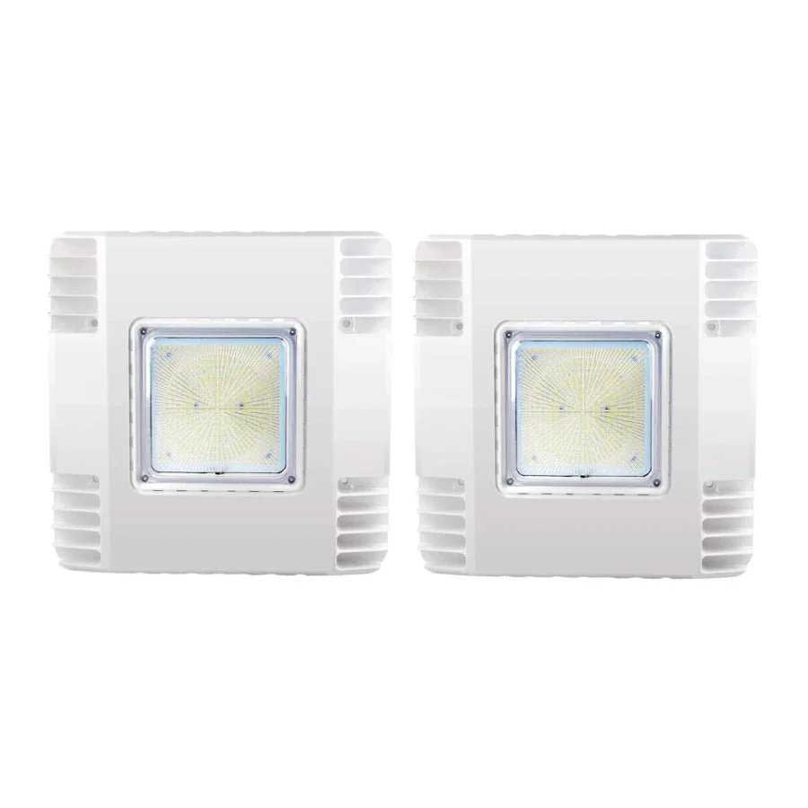 Two white flood lights on a white background