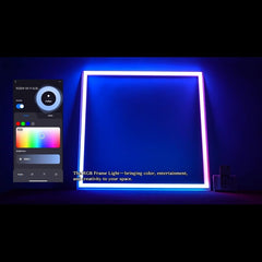 RGB frame light with smartphone app control on a dark background