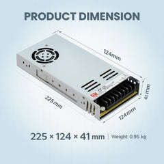 LRS-600 600W24V Single Output Switching Power Supply – 110-277V Input, UL/CE/RoHS Certified, 86–92% Efficiency, Multi-Voltage Output, Compact 41mm Low-Profile, Industrial Grade, 3-Year Warranty