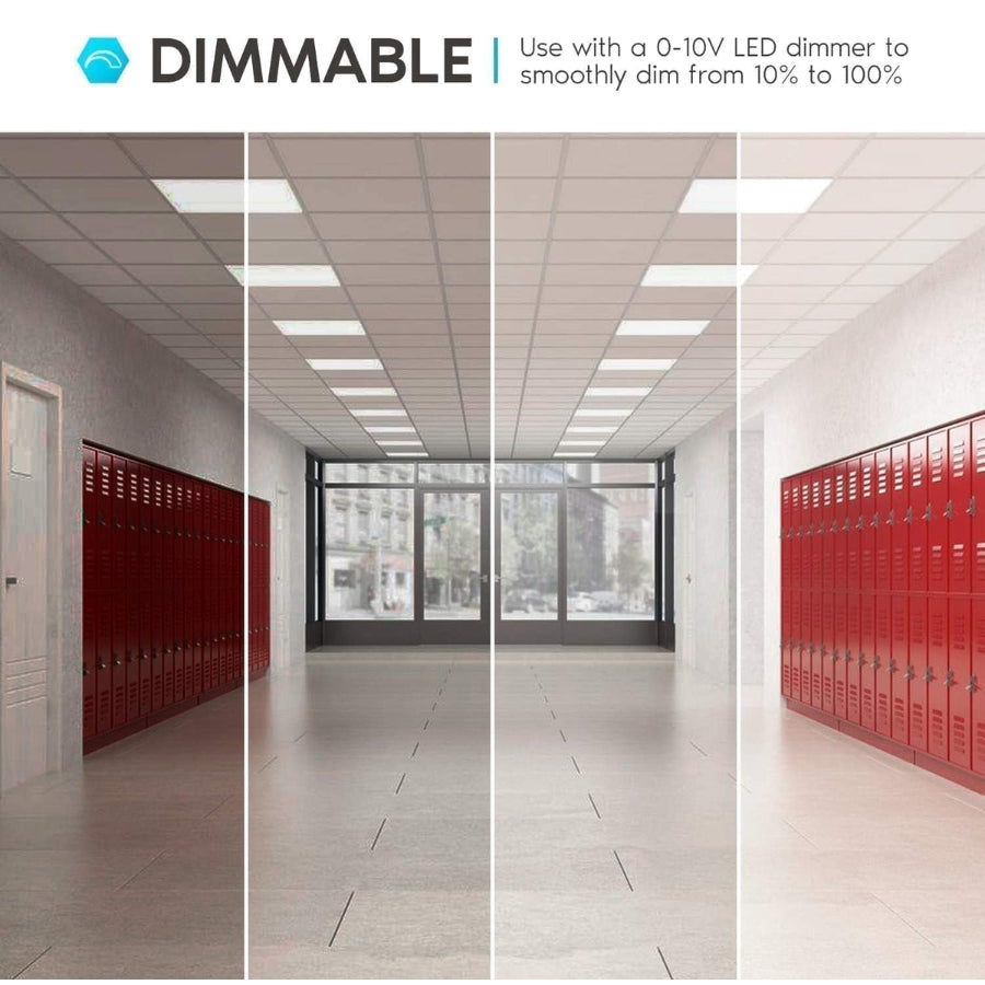 2x4 FT LED Light Flat Panel, 40-72W, 5 CCT 3K | 3.5k | 4K | 5K | 6.5K, Dimmable Recessed Drop Ceiling Lights 3750/5000/6250/7500/9000 Lumens, Lay in Fixture for Commercial, 120-277V, UL DLC(6 Pack)