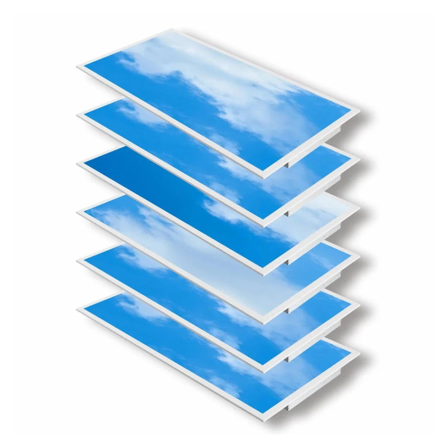 2x4 LED Artificial Skylight Panel – 72W Dimmable Sky Flat Panel, 6500K Cool White, 9000 Lumens, Recessed Drop Ceiling Fixture, 120-277V, ETL Listed